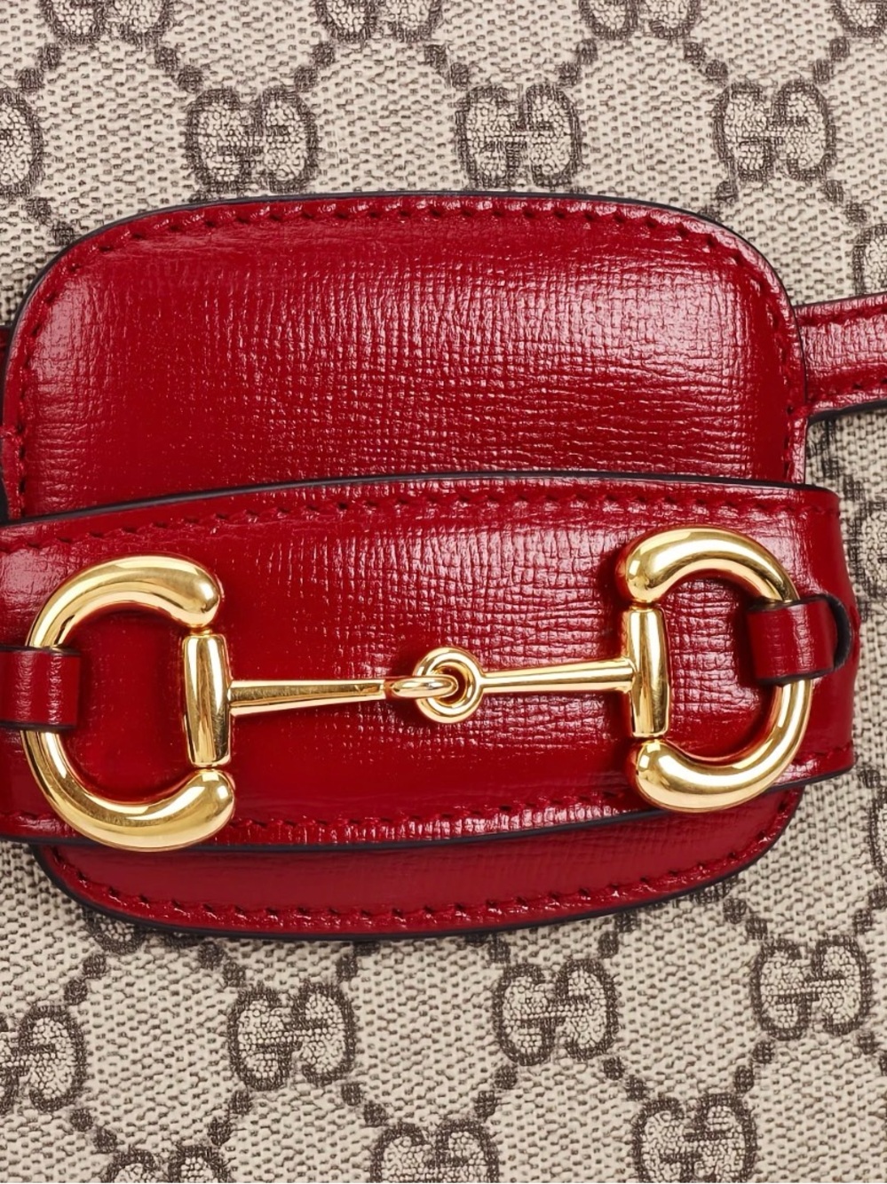 Gucci Red and Beige GG Canvas Shoulder Bag with Gold Hardware with dust bag - Picture 6 of 10